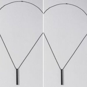 NEW Men’s 2 Pack Rectangle Iron Metal Pendant with Cuban Chain Necklace (26.8in)